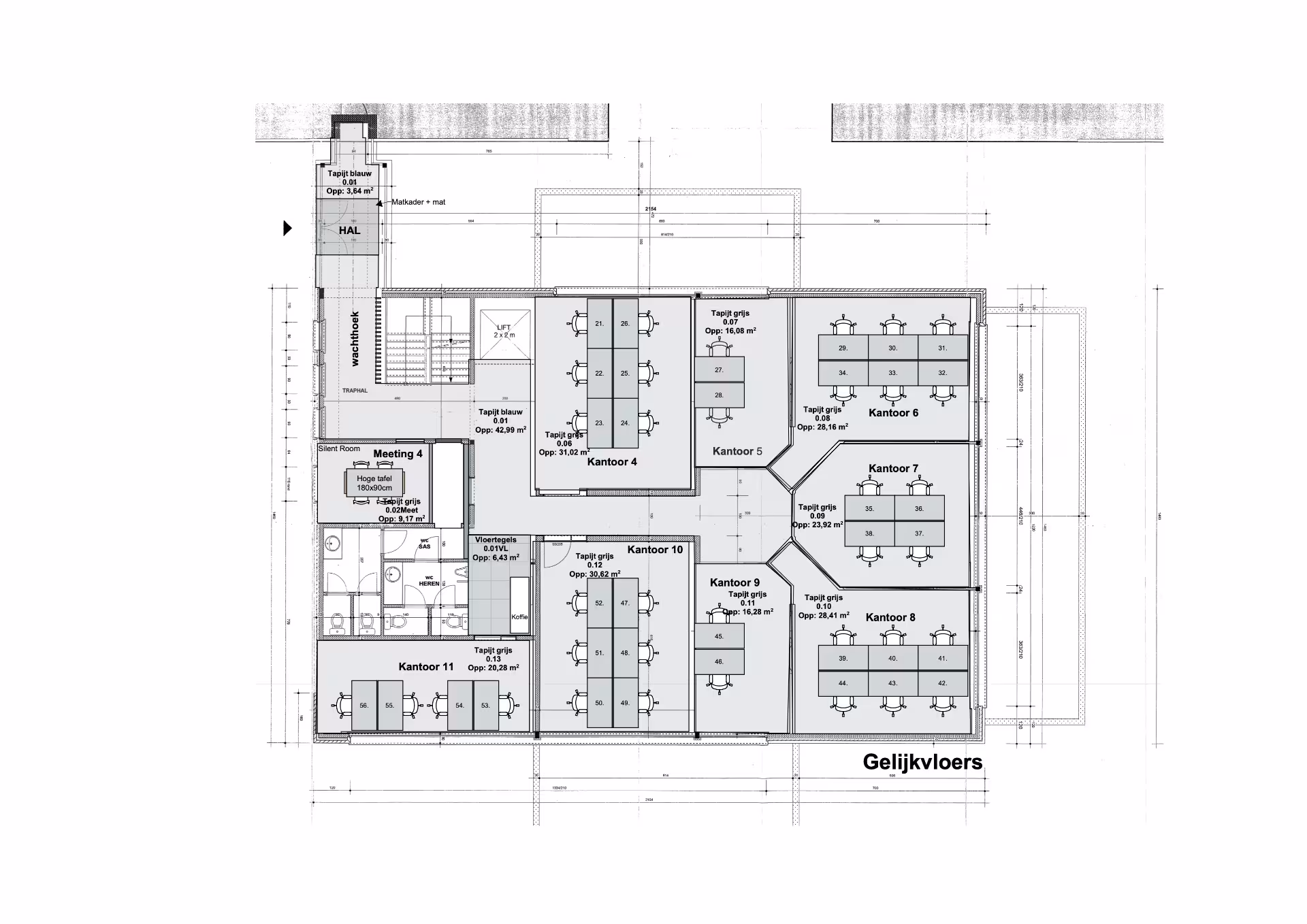 Gelijkvloers gebouw 2 met meubilair
