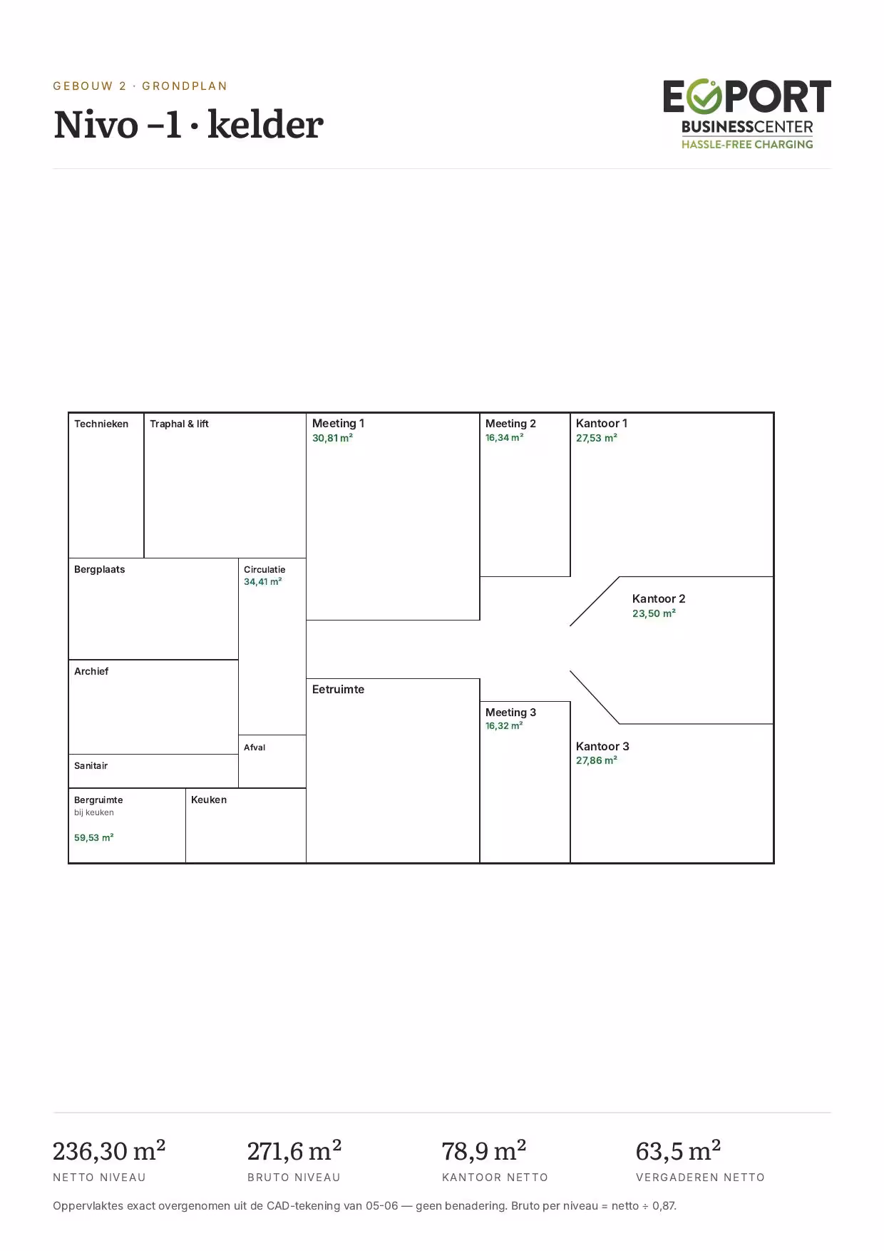 Grondplan verdieping −1 gebouw 2 EVport